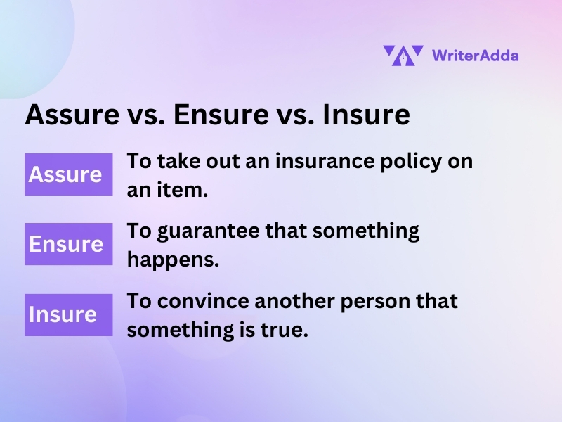 Assure vs. Ensure vs. Insure